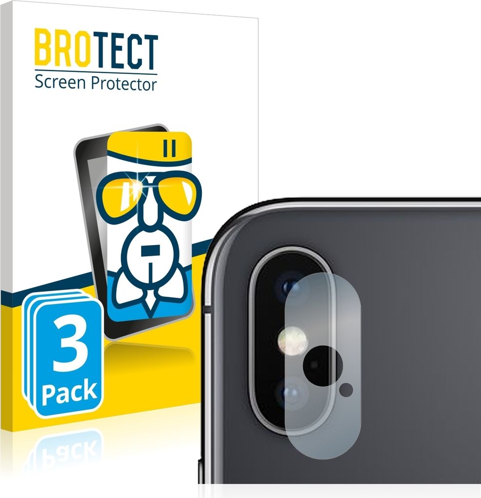3x BROTECT Schutzglas für Apple iPhone Xs Max (NUR Kameraschutz) Schutzfolie Panzer Folie Glas Display Schutz klar