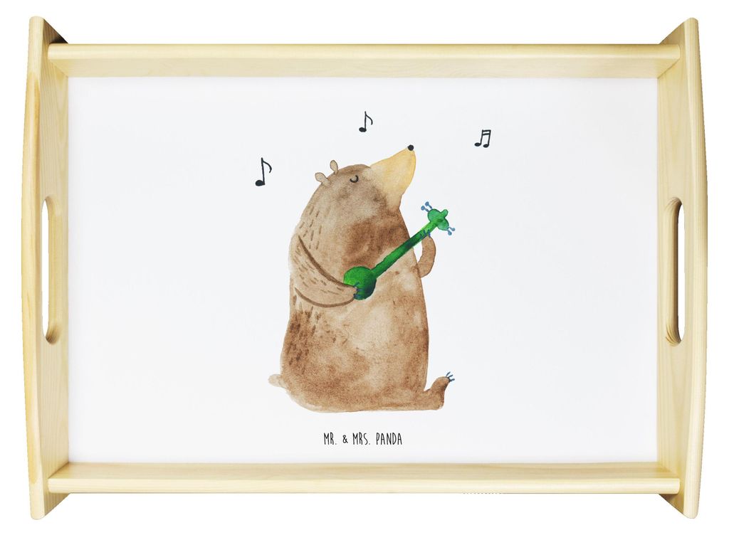 Mr. & Mrs. Panda sofatablett Bär Lied - Weiß - Geschenk, Sofa Tablett, Holztablett, Bear, Teddy, Spruch, Serviertablett, Herz, Freundin, Valentin...