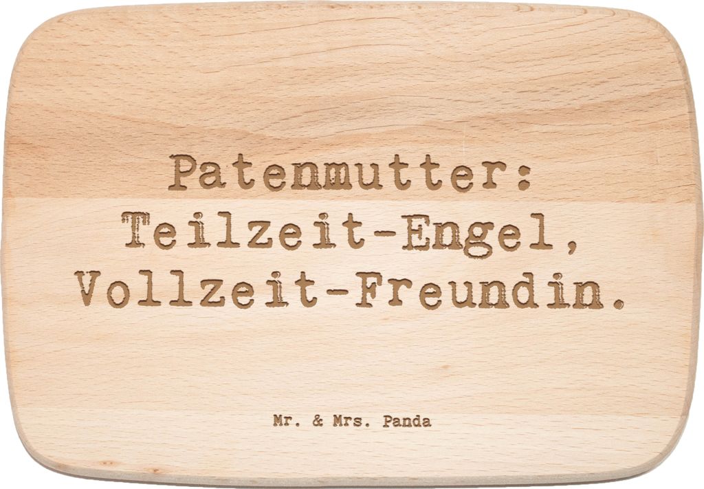 Mr. & Mrs. Panda Schneidebrett Spruch Patenmutter Engel - Transparent - Geschenk, spirituelle Unterstützung, Frühstücksbrett, Holzbrettchen, sch...