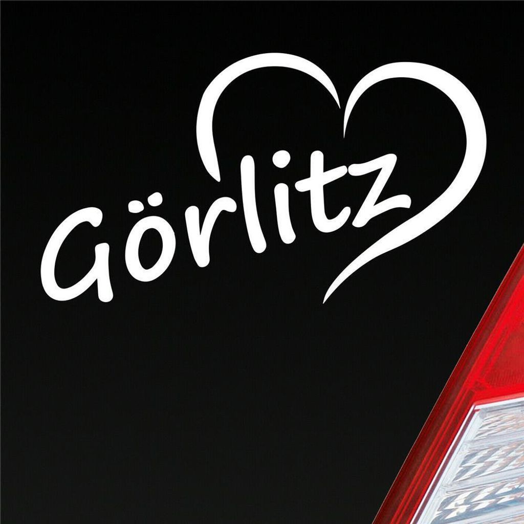 Auto Aufkleber Görlitz Herz Stadt City Liebe Love Heart 14,5x8 cm Weiss Glanz Sticker Heckscheibenaufkleber