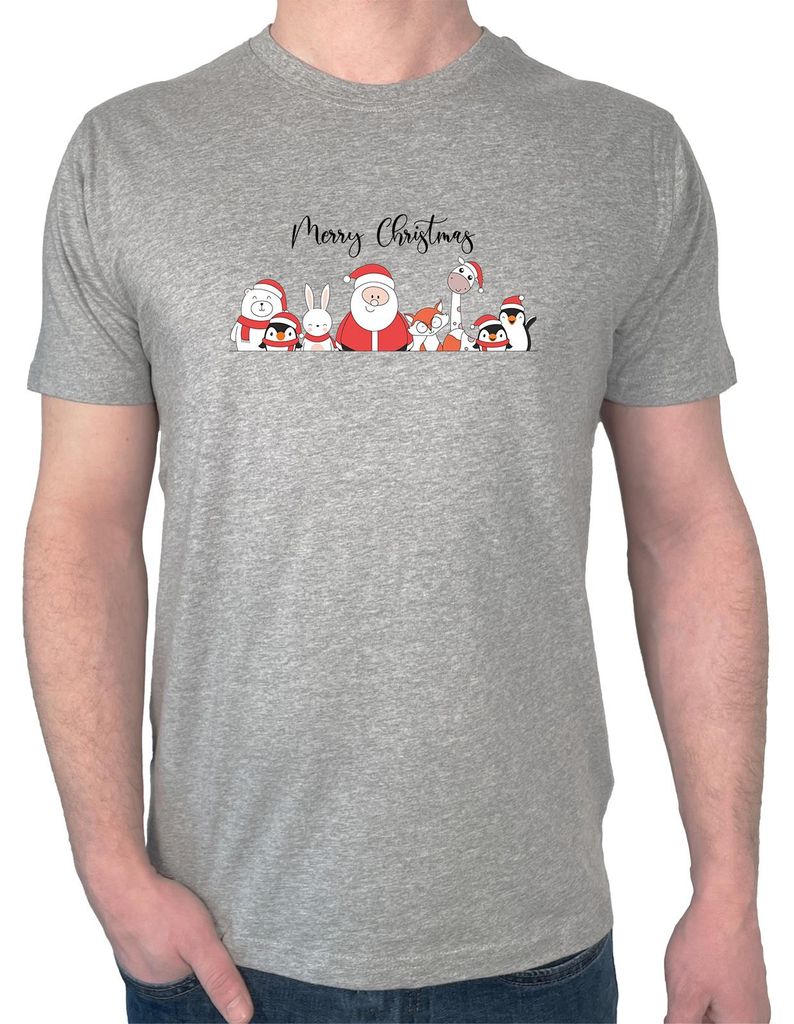 Huuraa Herren T-Shirt Merry Christmas Familie Weihnachtshelfer 3XL Sport Grey Bio Baumwolle Fairtrade Herrenshirt Geschenkidee