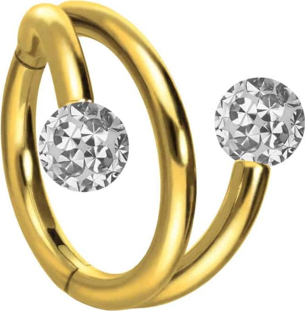 Ohrpiercing, Nasenpiercing, Septum Piercing Titan Segmentring Clicker mit Innengewinde 3 RINGE + 2 EPOXY-KUGELN Gold Innendurchmesser: 12mm | Kugel...