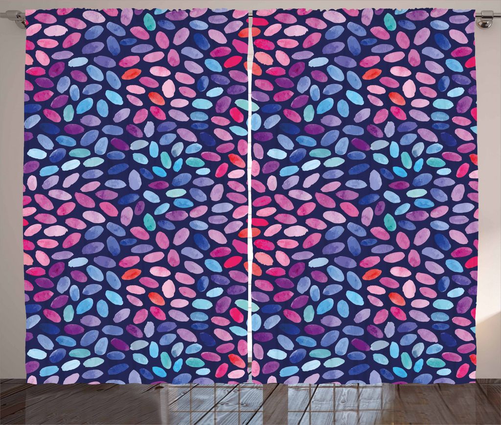 ABAKUHAUS Grunge Rustikaler Gardine, Oval Aquarell Spots, Schlafzimmer Kräuselband Vorhang mit Schlaufen und Haken, 280 x 225 cm, Violettblau Mehr...