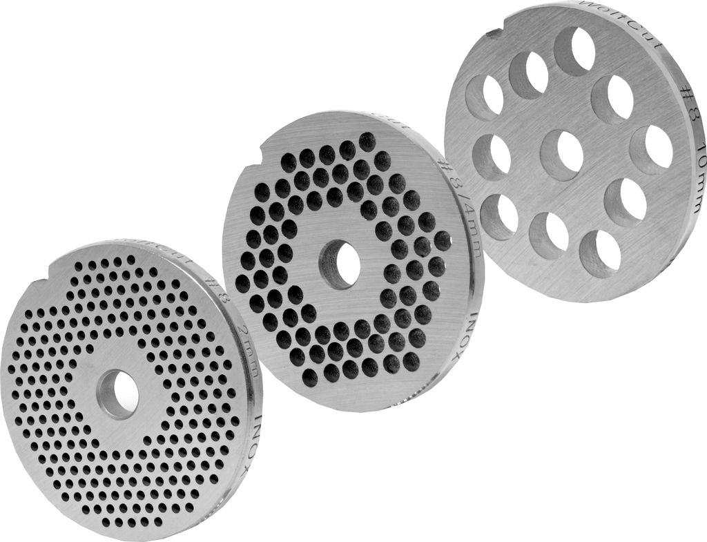 Fleischwolfscheibensatz 2 mm + 4 mm + 10 mm Bohrung für alle gängigen Fleischwolf Größen 8