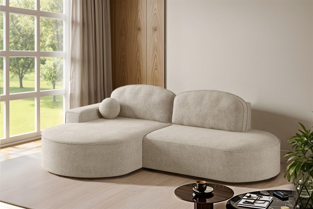 Ecksofa Schlafsofa Sofa GIRONA Stoff Arena Beige Ottomane Links