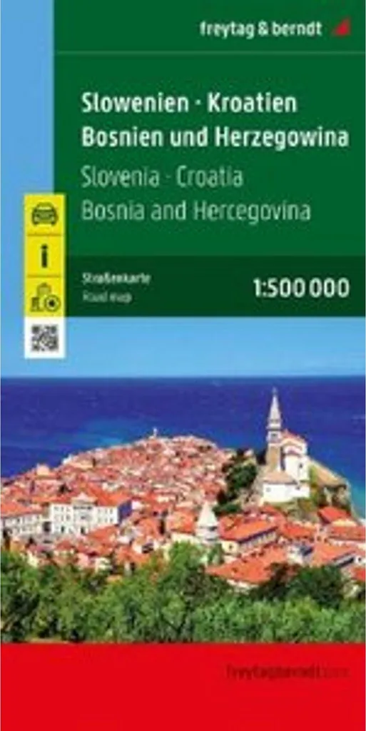 Carte de Slovénie Croatie Bosnie 1:500 000 avec index des villes