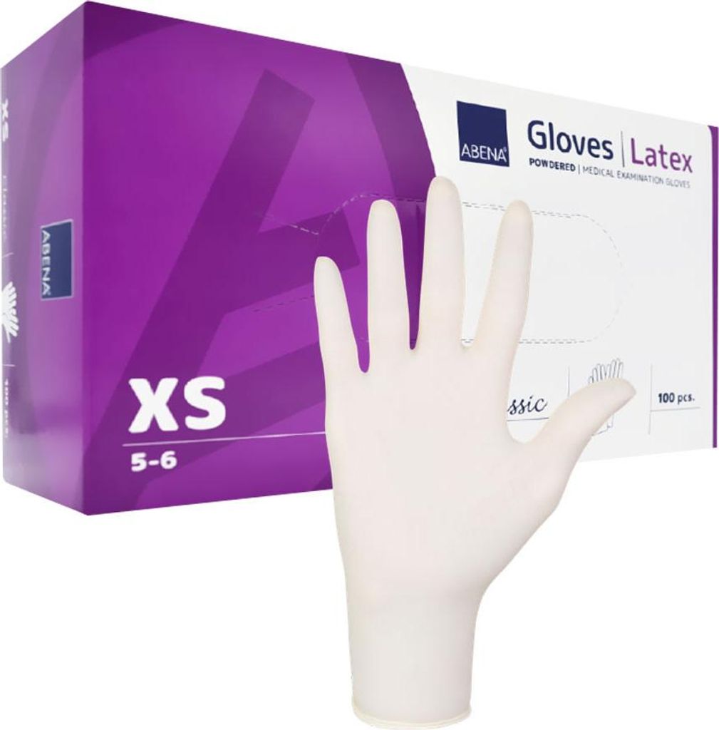 XS Abena Latexhandschuhe, 100 Stück, cremefarben