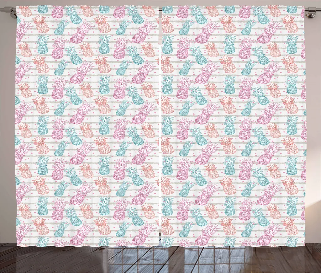 Tenda Rosa ABAKUHAUS Ananas Tropicali 280x245 cm con Ganci e Passanti