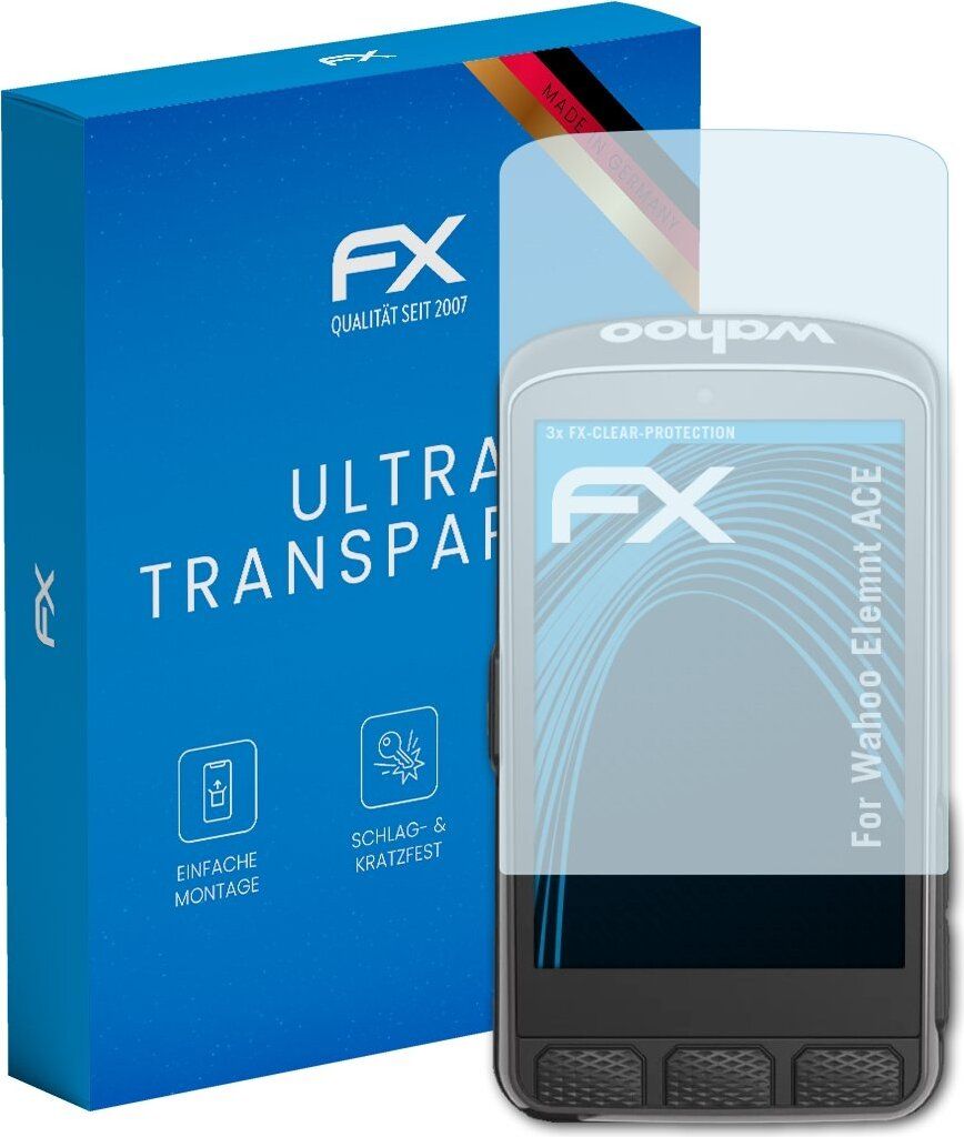 atFoliX FX-Clear 3x Schutzfolie kompatibel mit Wahoo Elemnt ACE Displayschutzfolie