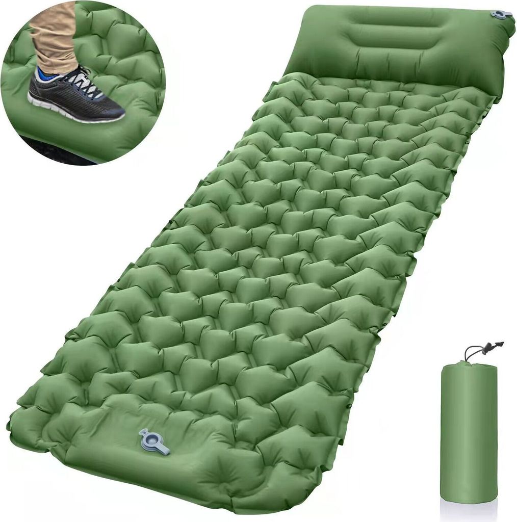 Camping-Isomatte, aufblasbare Camping-Isomatte, 200 kg belastbar, ultraleicht mit Kissen, aufblasbar und tragbar, geeignet für eine Person