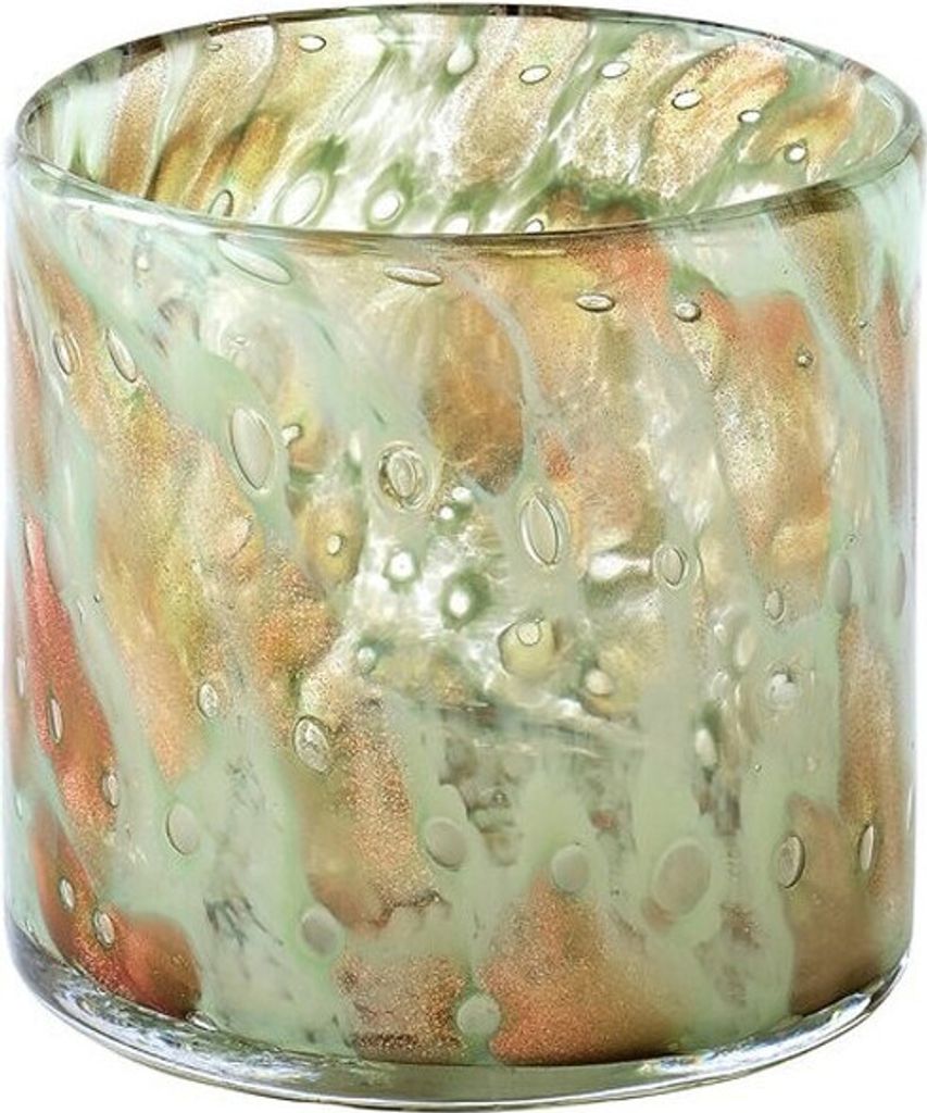 Windlicht Linen 10cm Glitzer grün