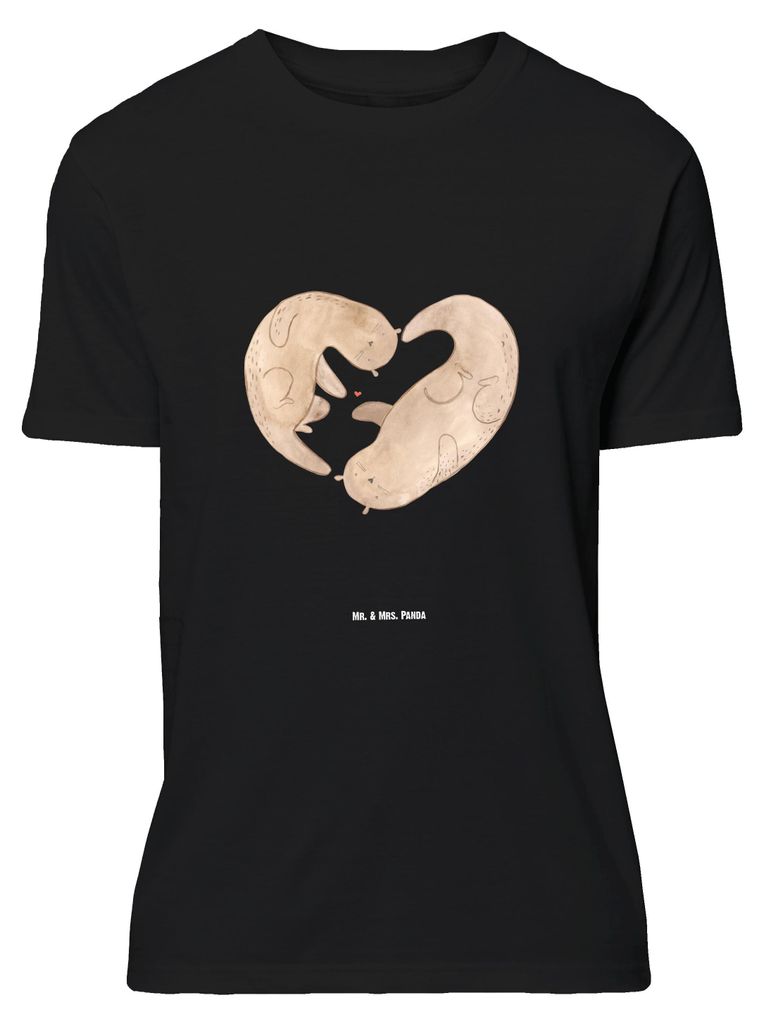 Mr. & Mrs. Panda Größe XL T-Shirt Otter Herz - Schwarz - Geschenk, mit Spruch, Verliebt, Liebe, Gemeinsames Leben, Tshirt, Shirt