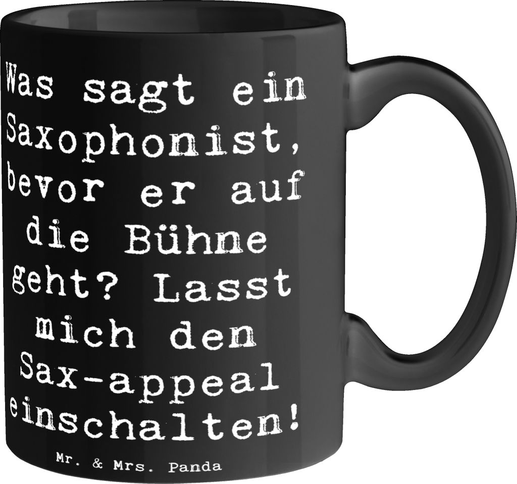 Mr. & Mrs. Panda Becher Spruch Magischer Saxophon-Charme - Schwarz - Geschenk, Kaffeebecher, Tasse, Einsteiger, Saxophon, Musik, Instrument, Musike...