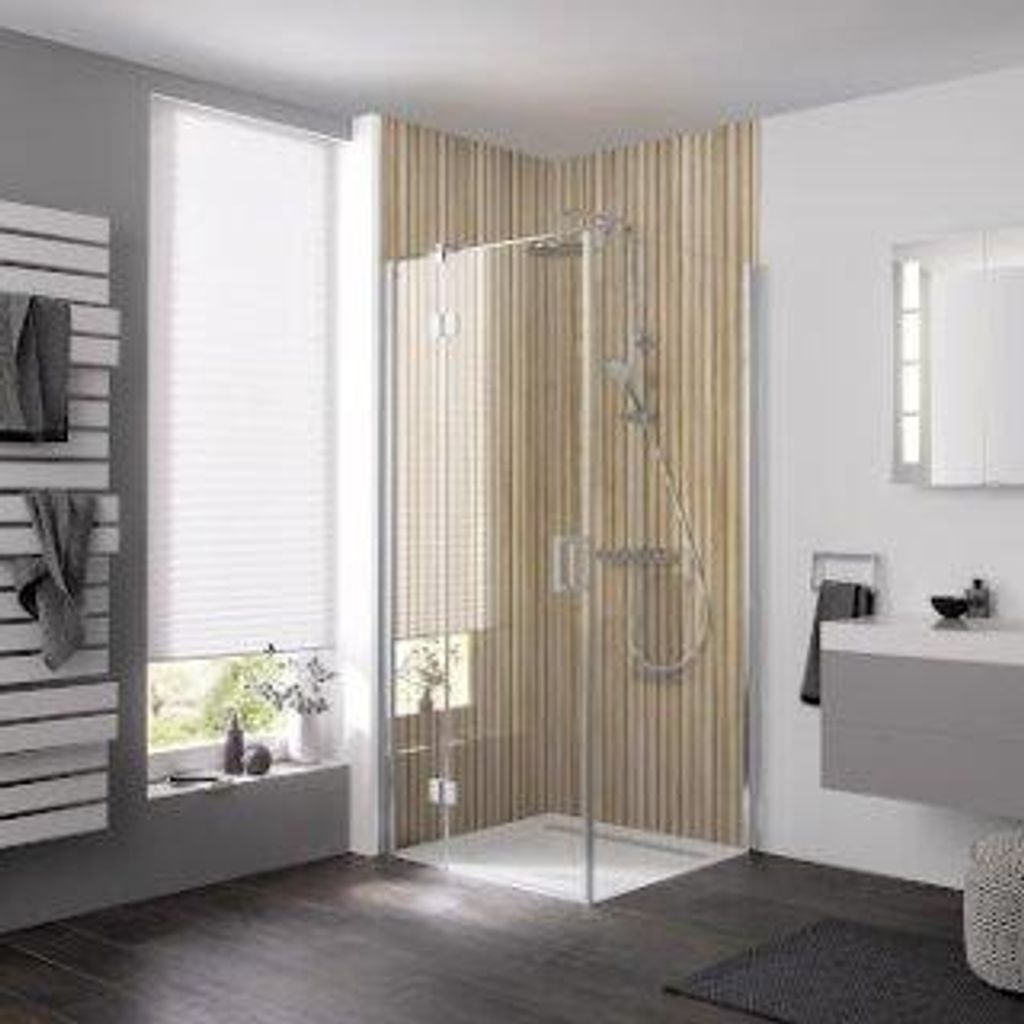 HSK 2800120-68-600 Aperto Drehtür Pendelbar an Nebenteil für Seitenwand 1200x2000mm Schwarz-Matt Mattglas