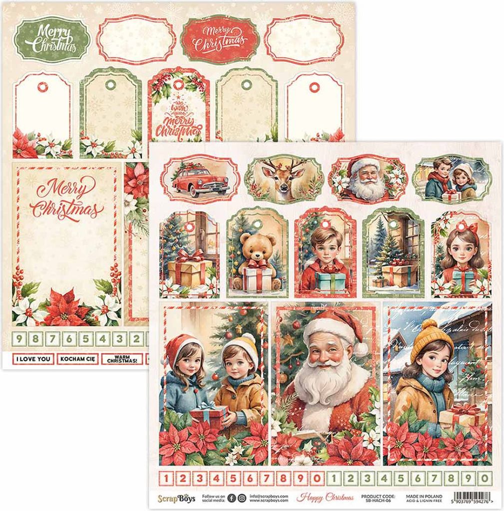 30x30cm doppelseitig Scrapbooking Papier - SCRAPBOYS - Happy Christmas 06