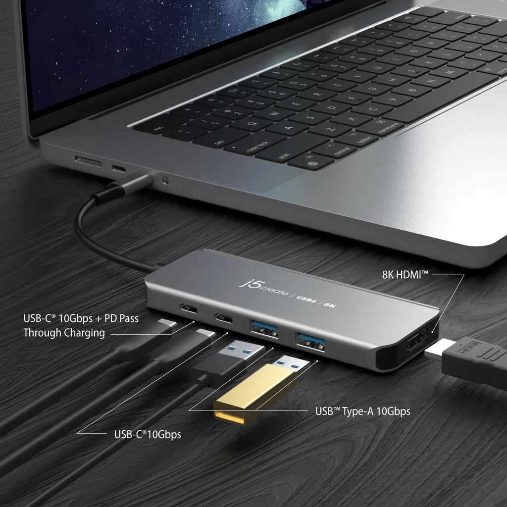 Hub USB4 8K 60Hz haute résolution avec transfert de données 40 Gbps