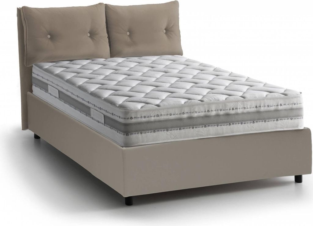 Einzelbett Chantal, Containerbett mit Kunstlederbezug, 100% Italy, Frontöffnung, inklusive Matratze 80x190 cm, Turteltaube