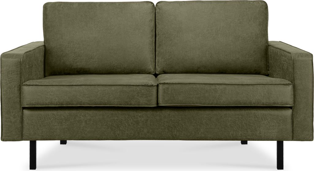 KONSIMO 2-Sitzer Klassische Sofas mit Armlehnen "INVIA", grün, Lederoptik-Stoff, Vintage, 164x87x98cm