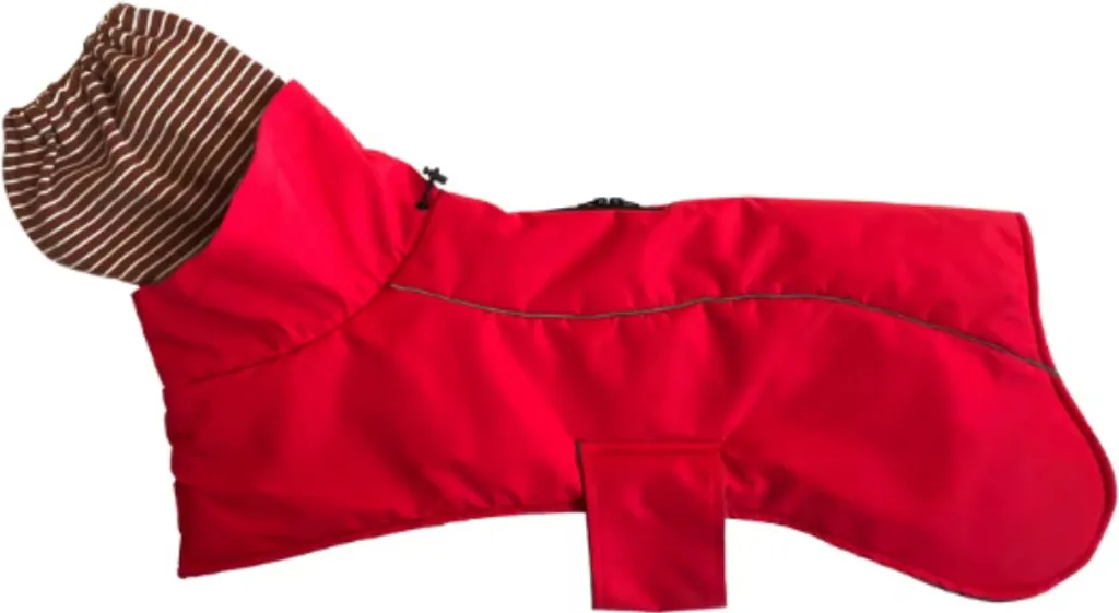 PILE Tuta impermeabile calda per cani di taglia media e grande con elementi riflettenti, colore rosso, taglia M 70 - 78cm