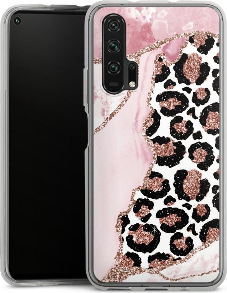 DeinDesign Handyhülle für Huawei Honor 20 Pro Silikon Hülle Case Smartphone Schutzhülle Glitzer Look Leopard Marmor