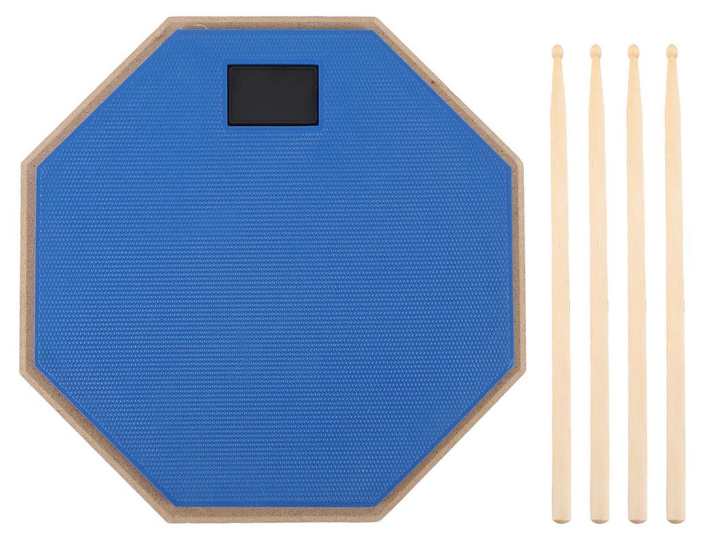 12-Zoll-übungs-Drumpad-Set mit geräuscharmer Oberfläche, Gummioptik, inklusive 2 Paar Drumsticks für Zuhause, Blau