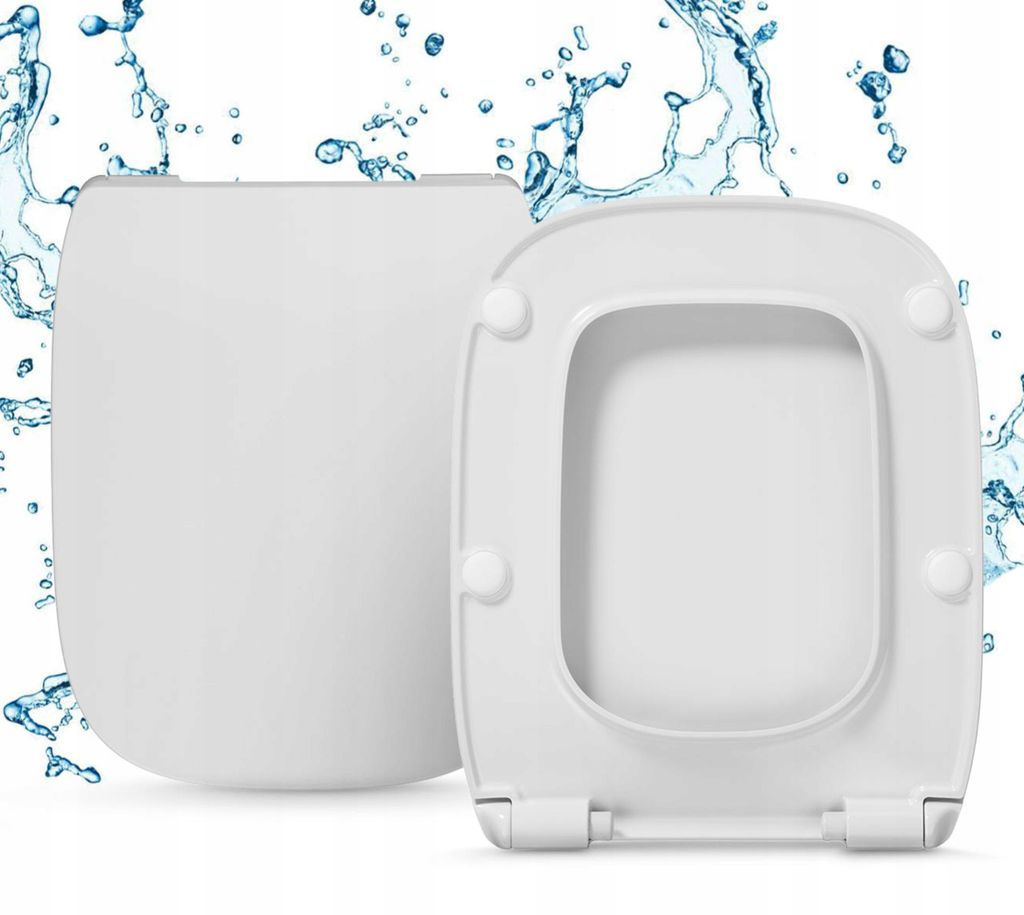 WC Sitz - Toilettensitz Slim - 435mm X 360mm - Antibakteriell - Selbstschließend - Abnehmbar - Soft-close Mechanismus - Toilettendeckel
