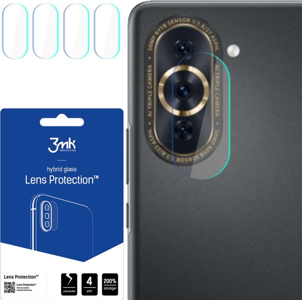 3mk Hybridglas Lens Protection für Huawei Nova 10 Pro Kamera Objektiv Kameralinse 0,16mm 6H (4 Stück)