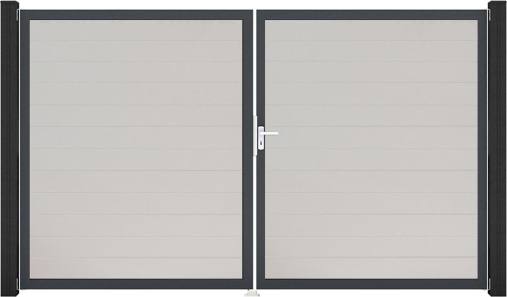 GroJa BasicLine PVC Stecksystem schmal Doppelltor mit Anthrazitrahmen 3000 x 1800 mm weiss DIN Rechts