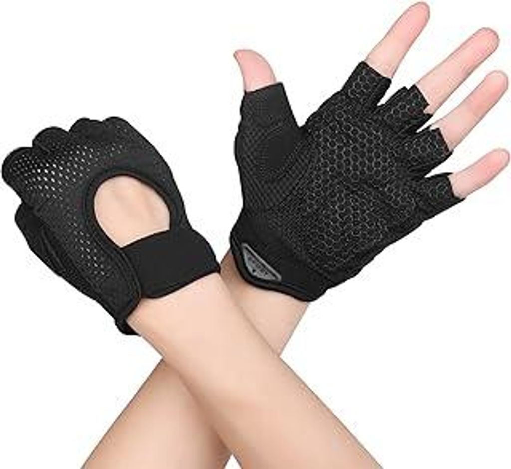 Fitness Handschuhe Damen Herren Trainingshandschuhe 2 Stück Anti Rutsch Silikon Atmungsaktive Sporthandschuhe für Gewichtheben Krafttraining, Han...