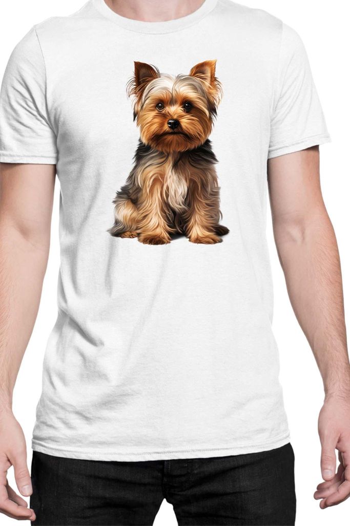 Herren T-Shirt Dogs Breeds Yorkshire Terrier Dog Breed 006, Man 3XL / Weiß