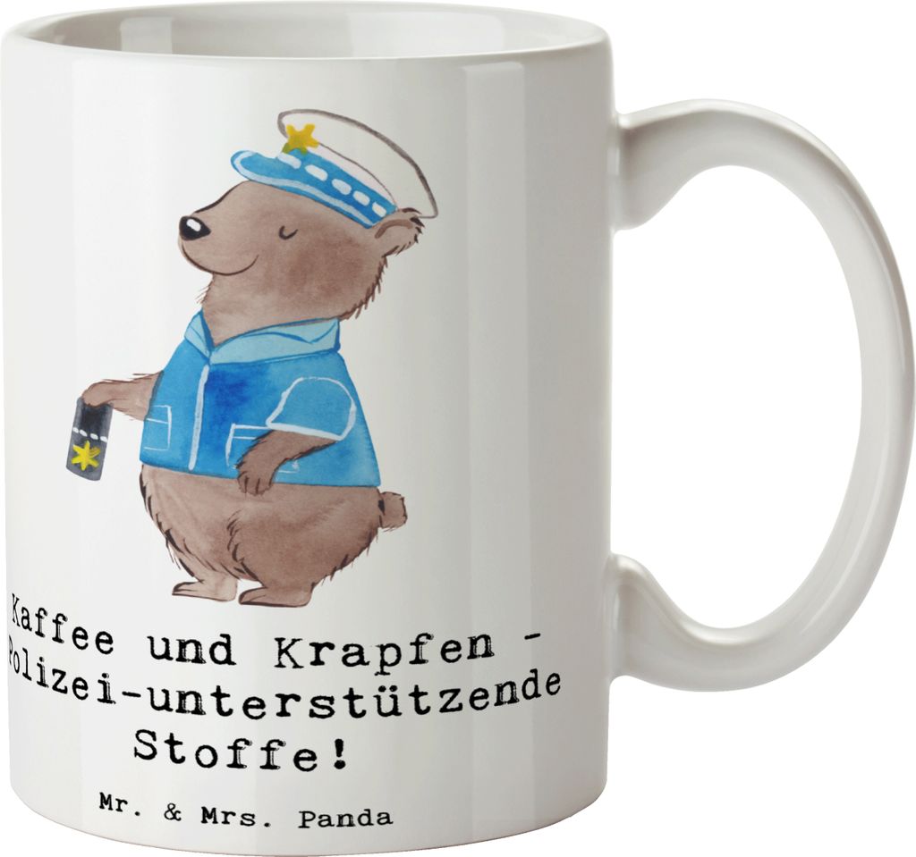 Mr. & Mrs. Panda cappuccinotasse Polizist Kaffee Krapfen - Weiß - Geschenk, Berufe, Geschenke für Berufstätige, Polizei, Teetasse, Slogan, Beruf...