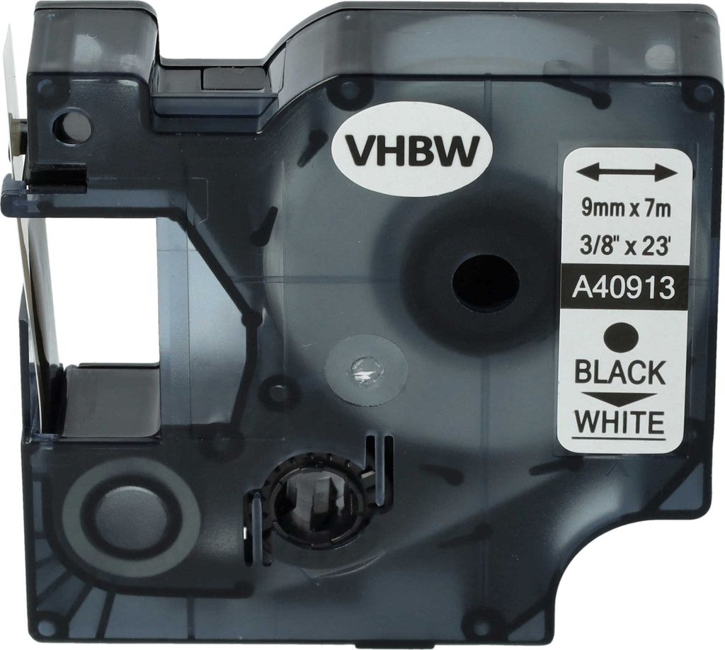 vhbw Schriftband-Kassette Ersatz für Dymo S0720680, 40913, D1 für Etiketten-Drucker 7m x 9mm Schwarz auf Weiß