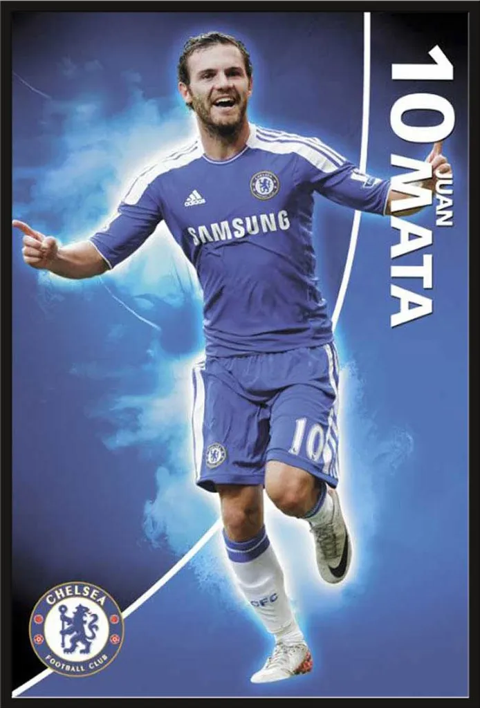 Affiche Football Chelsea Juan Mata 11/12 avec Cadre Noir Shinsuke Maxi
