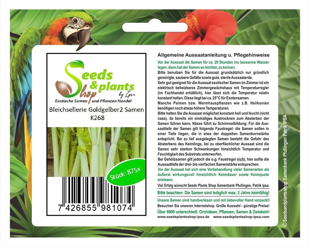 875x Bleichsellerie Goldgelber 2 Gemüse Saatgut Pflanzen - Samen K268