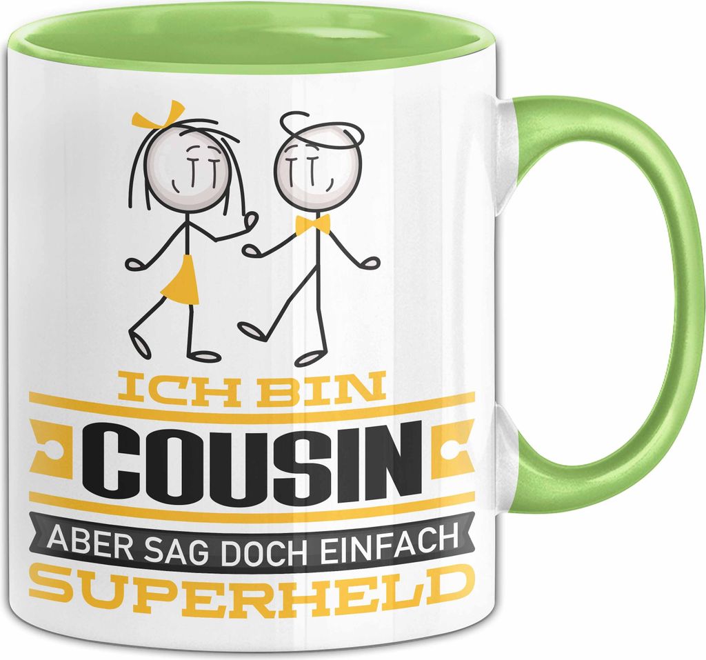 Cousin Geschenk Tasse Ich Bin Cousin Aber Sag Doch Einfach Superheld Lustige Geschenkdiee für Cousin Kaffee-Becher (Grün)