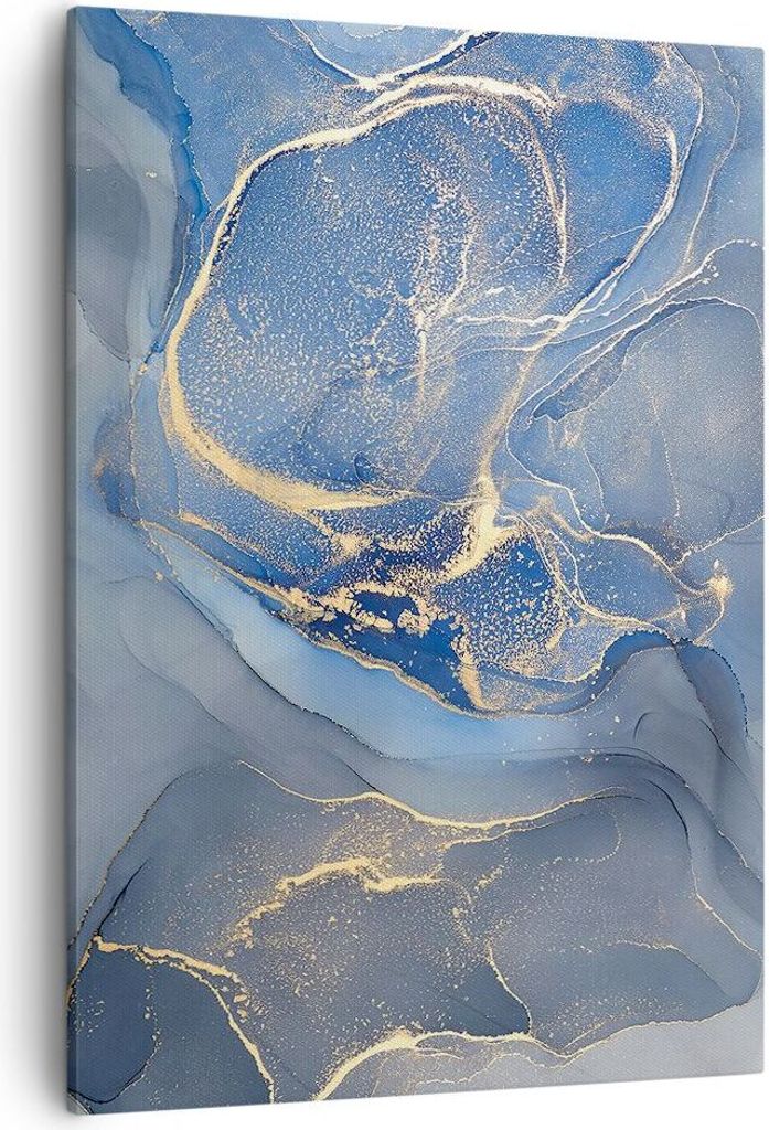 Bild auf Leinwand - Leinwandbild - Einteilig - Gold Blau Farbe - 50x70cm - Wand Bild - Wanddeko - Wandbilder - Leinwanddruck - Kunstdruck - Wanddek...