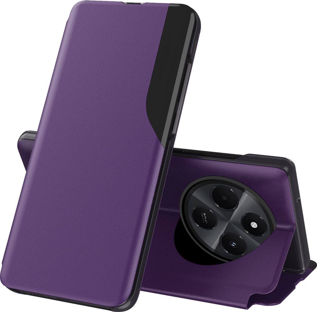 Dünn Flip Stand Cover Kunstleder Schutzhülle für Xiaomi Redmi 14C Lila