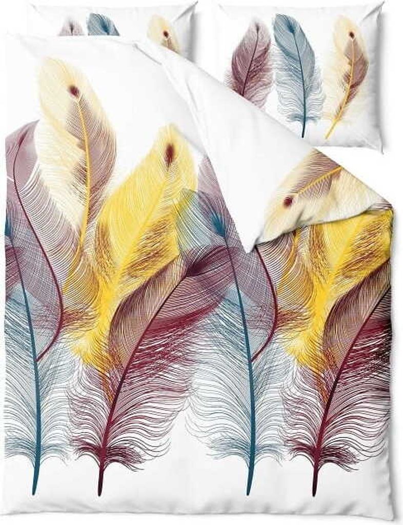 Bettwäsche, 100% Baumwolle, hohe Qualität 140x200 Feather Bunte Federn