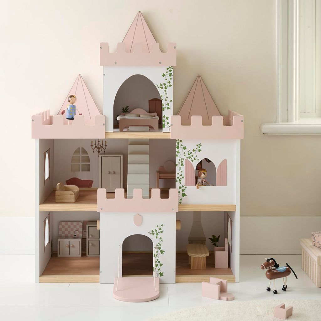 Petite Amélie Märchenschloss aus Holz inkl. Puppen und Produktbild 