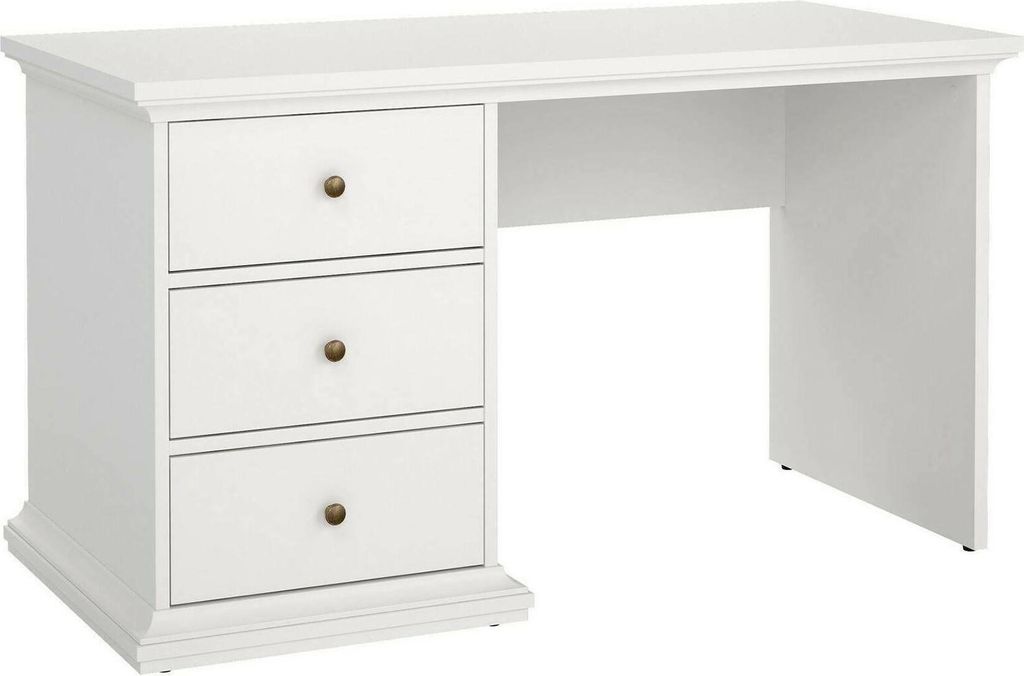 Schreibtisch Françoise, Mehrzweckschreibtisch, Bürotisch für PC, Eckschreibtisch, 130x62 h74 cm, Weiß