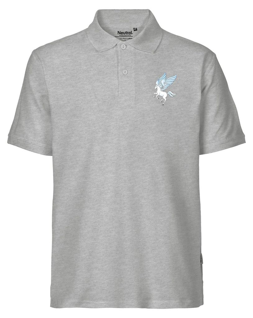 Huuraa Herren Polo Shirt Pegasus Fabelwesen XL Sport Grey Bio Baumwolle Fairtrade Poloshirt Geschenkidee