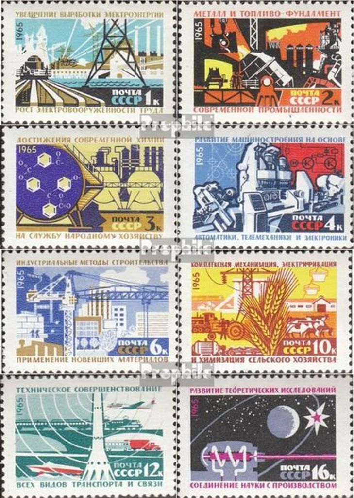 Briefmarken Sowjetunion 1965 Mi 3094-3101 (kompl.Ausg.) postfrisch Technischer Fortschritt