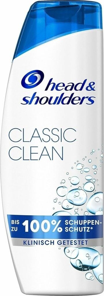 A bottle of Head&Shoulders Classic Clean shampoo against a white background.