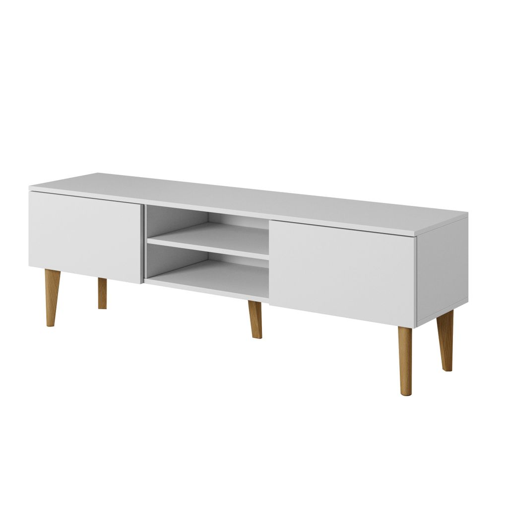 Moderner skandinavischer TV-Schrank BERGEN 150 2D RTV-Kommode Fernsehschrank TV-Lowboard WEISSE