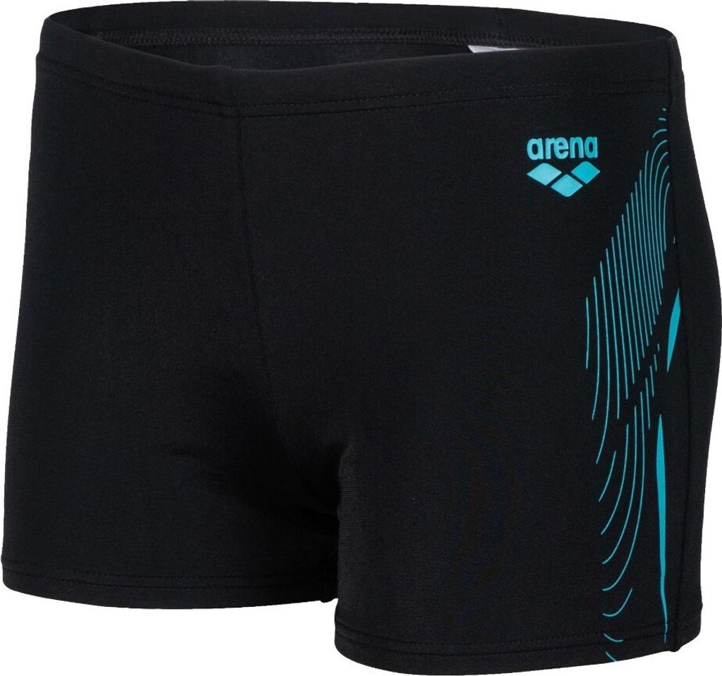 arena Badehose Jungen Short schnelltrocknend MaxLife, Farbe:Schwarz-Türkis, Kinder Größen:152