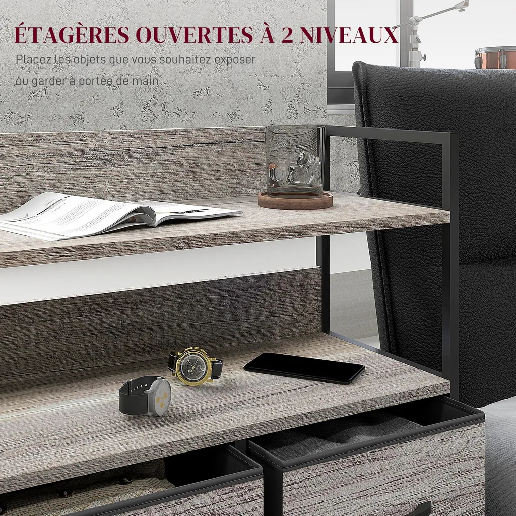 Meuble d'entrée style industriel commode 5 tiroirs pour optimiser l'espace - 7