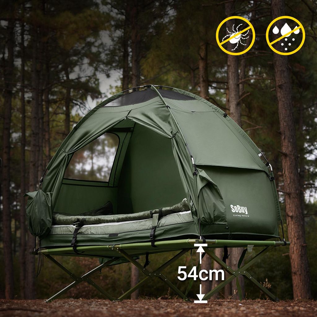 SoBuy OGS32-GR Feldbett mit Zelt 7in1 Wurfzelt mit