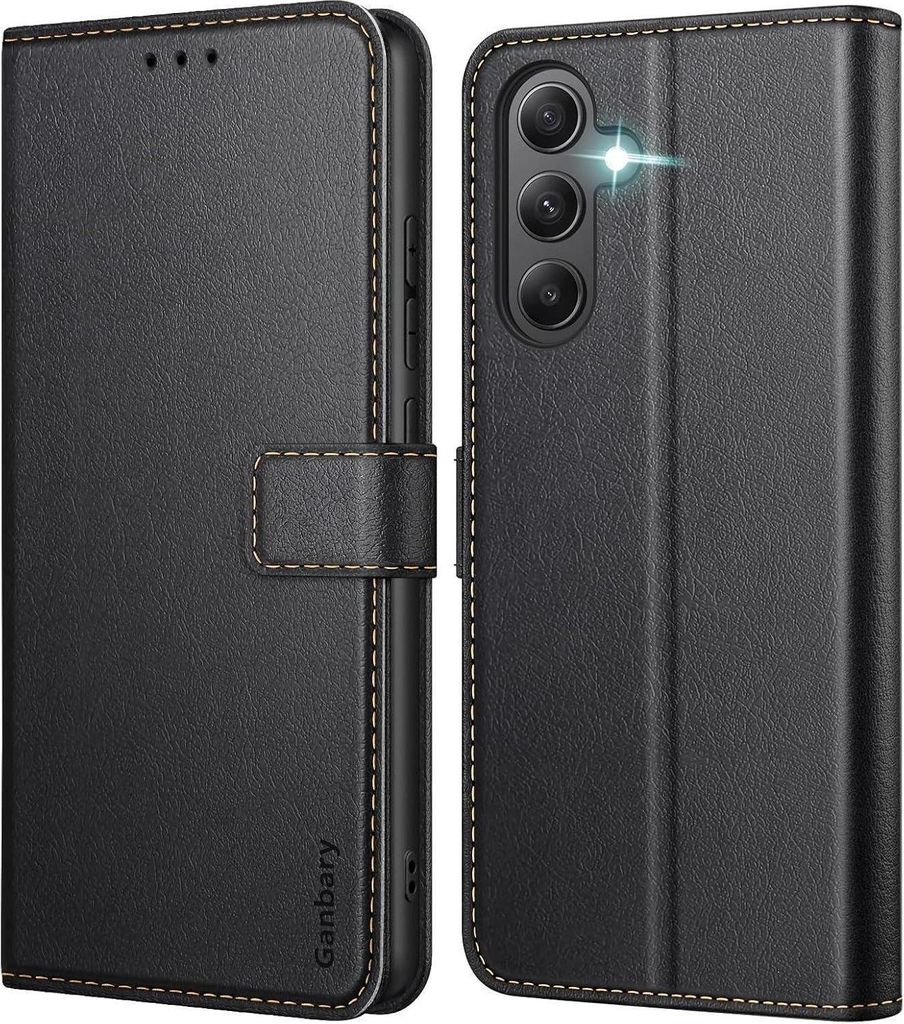 Samsung Galaxy A35 5G Handyhülle in Schwarz mit Leder Produktbild 