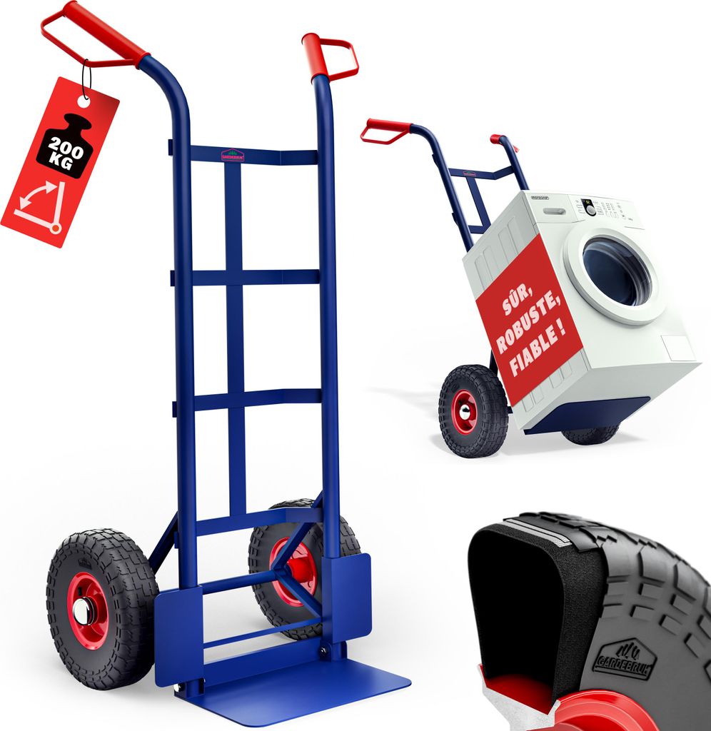 GARDEBRUK® Diable pliable chargement max. 200 kg roues Image du produit 