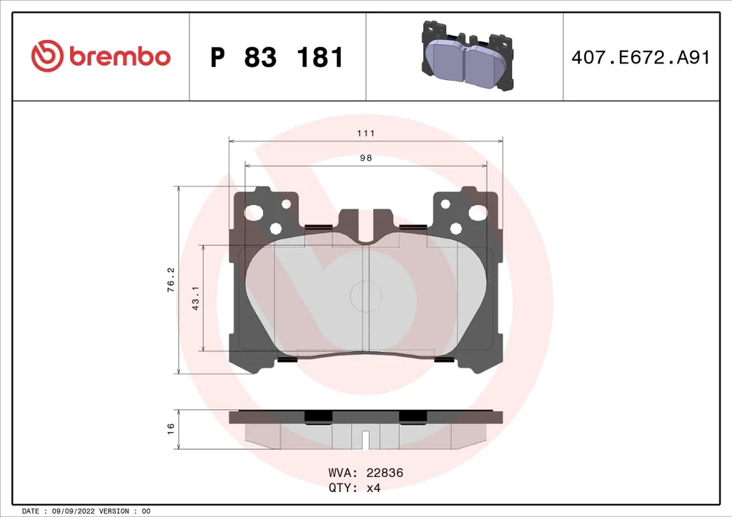 Freinage sécurisé Lexus LC Z10 et LS F5 Plaquettes Brembo P 83 181